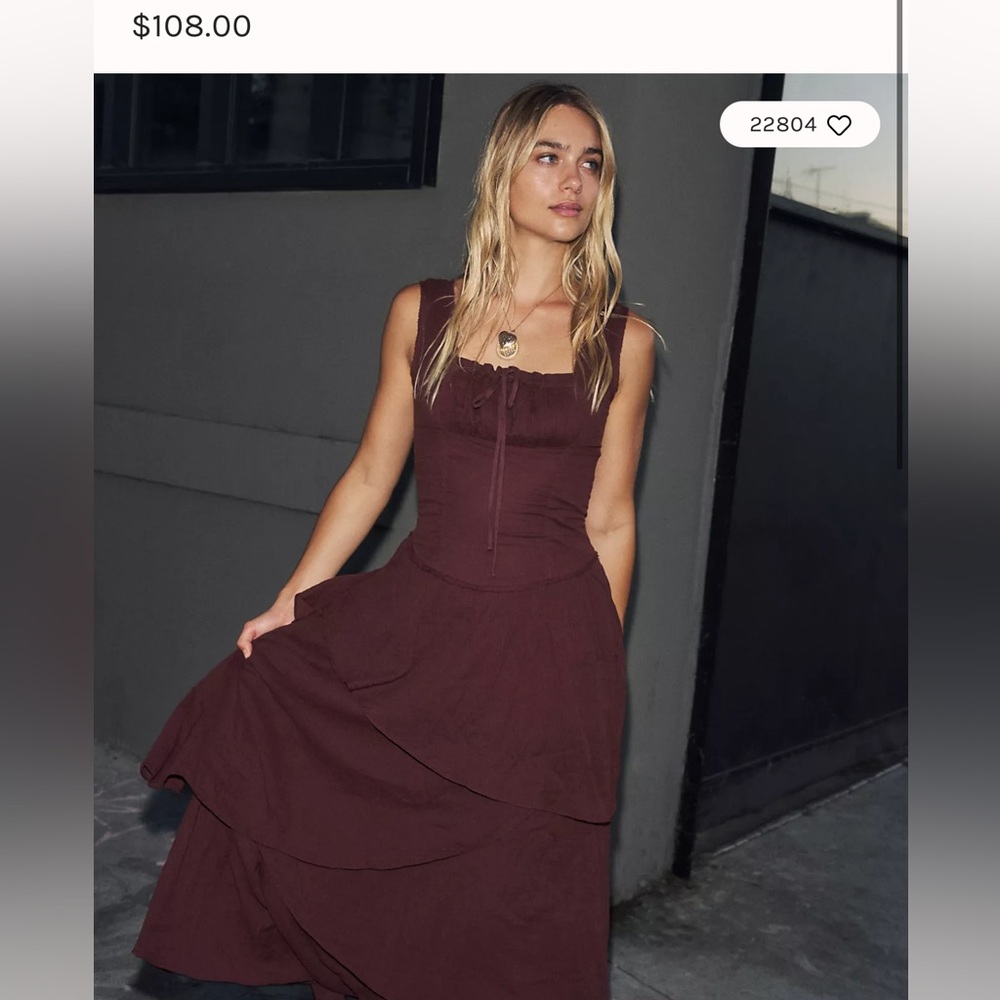 Free People Rich Maroon Midi Dress